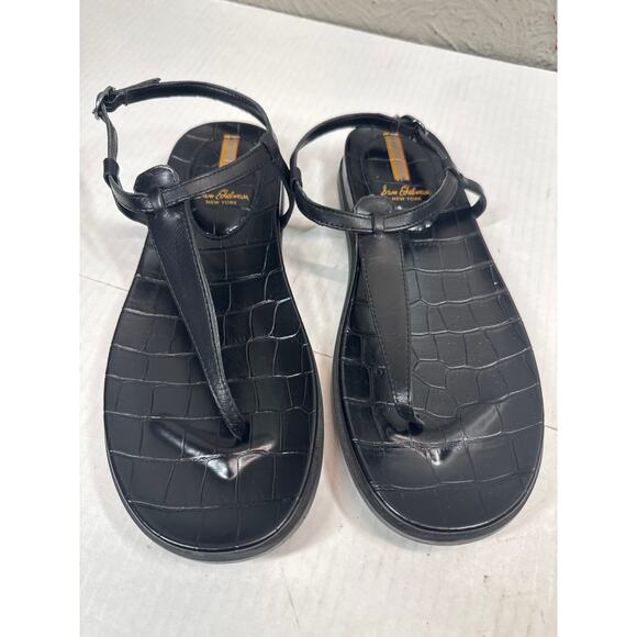Sam Edelman Naomi Black Slip On Open Toe Adjustable Ankle Straps Sandals Sz 7.5 - Picture 1 of 6